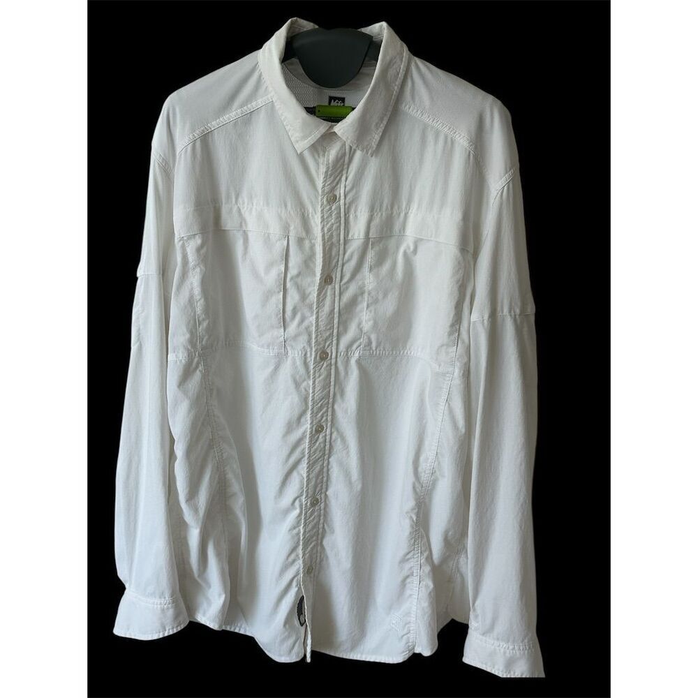 REI Co-op Men's 2XLT White Long-Sleeve Button-Up Shirt Casual Spring